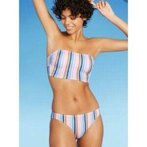 XHILARATION Women's Size 14W Multi-Color Sparkly Stripe Swimsuit